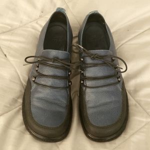 Dansko Janika blue lace-up clogs, size 39